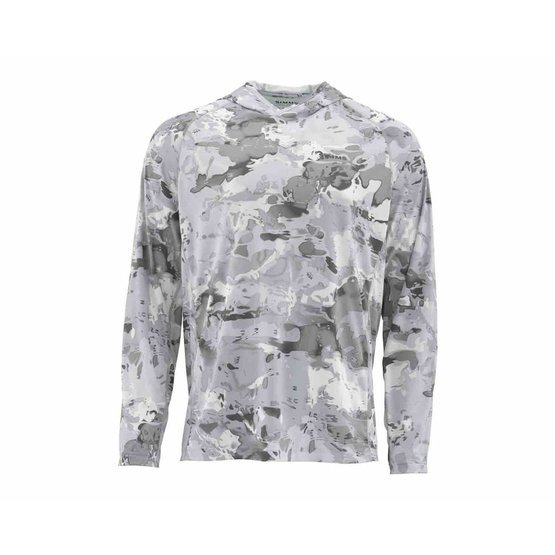 Tričko s uv ochranou simms solarflex hoody print grey camo